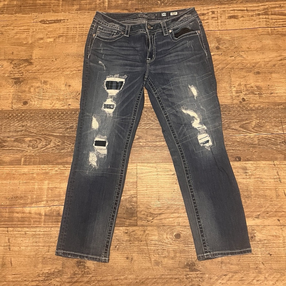 Miss Me Distressed Boyfriend Ankle Size 30 Stretchy Comfy Stylish Date Night